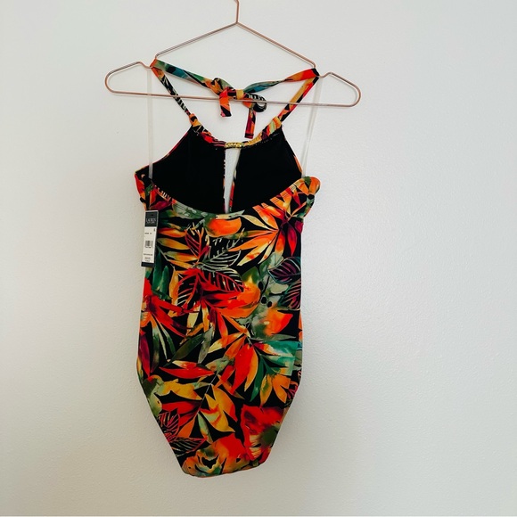 New Ralph Lauren High-Neck Tummy-Control One-Piece Swimsuit Floral Boho - Picture 4 of 7